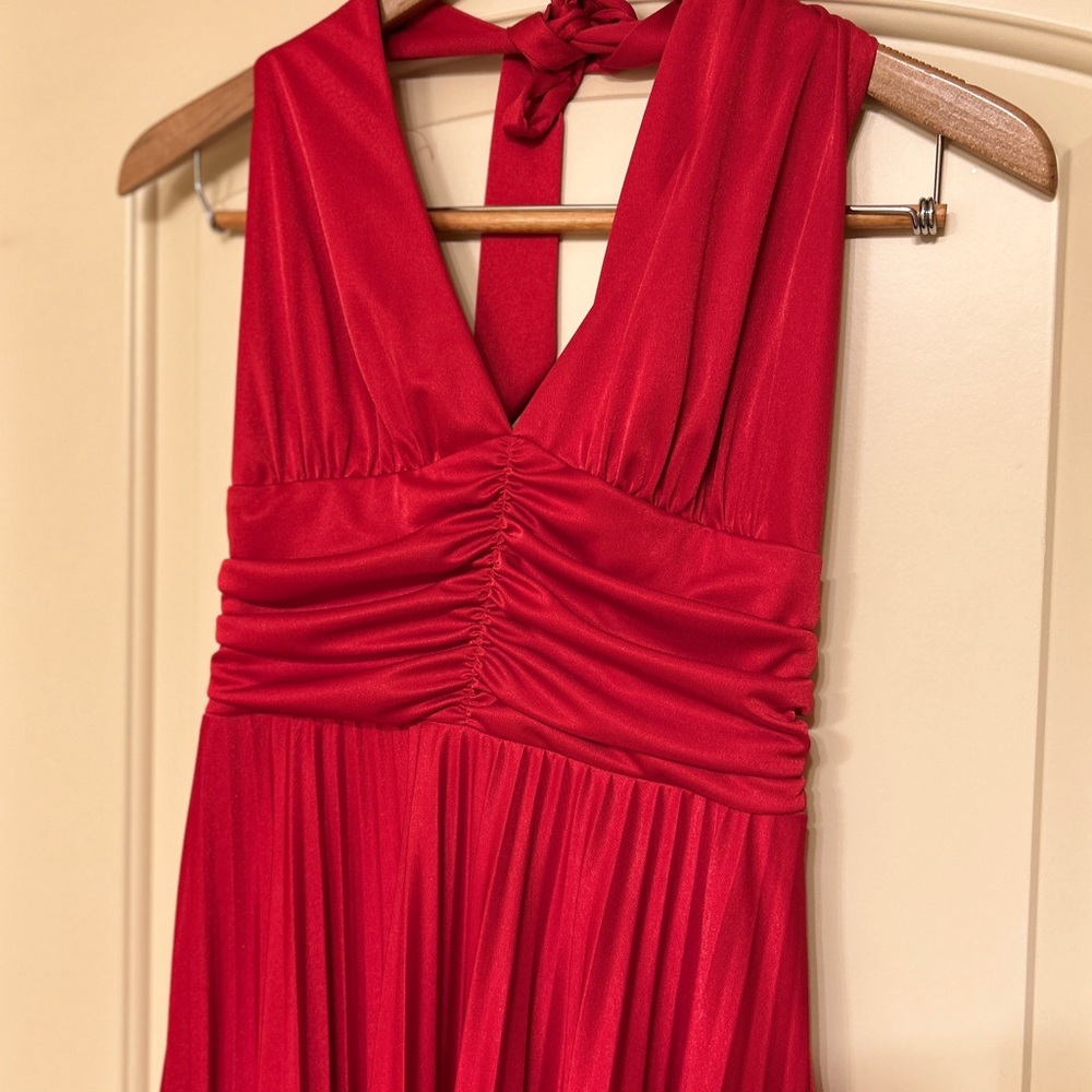 Elegant Red Halter Dress